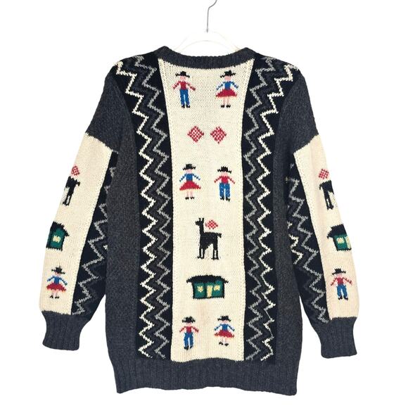 Artesanias Pachamama 100% Alpaca Peruvian Handknit Cardigan Sweater Large - Picture 2 of 8
